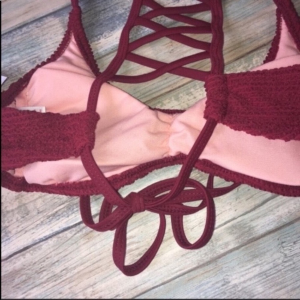 Xhilaration Red Bikini Top Small Ladder Back Strappy Swim Top - Picture 6 of 6